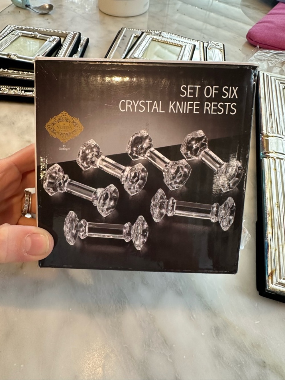 Set of Six Crystal Knife Rests - Shannon by Godinger